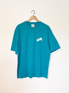 H&M Men’s Teal Relaxed Fit Short Sleeve Graphic Crewneck T-Shirt